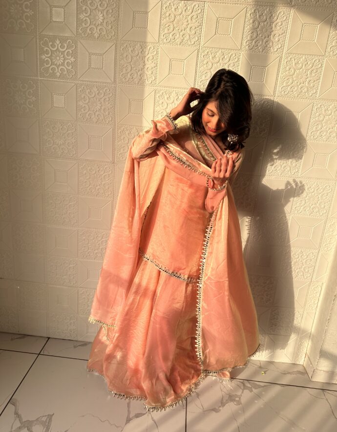 Peach Sharara Set