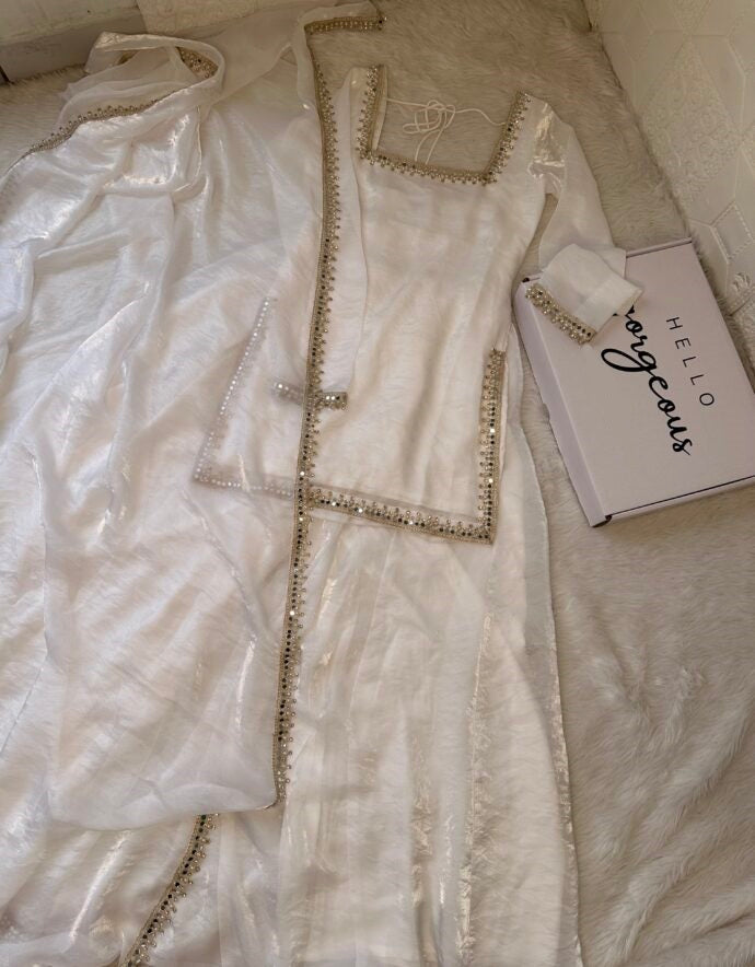 White Sharara Set